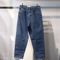 شلوار جین بگی فاق بلند آبی تیره Zara