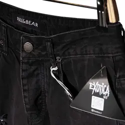 شلوار مام فیت ذغالی زاپ دار Pull and bear