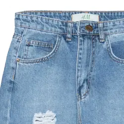 شلوار جین نیم بگ راسته زاپ دار آبی روشن H&amp;M