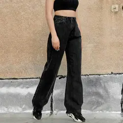 شلوار جین بگی ذغالی زنانه Pull and Bear