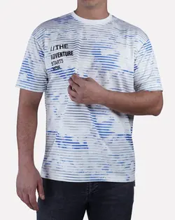 تیشرت یقه گرد طرح دار بیسکویتی