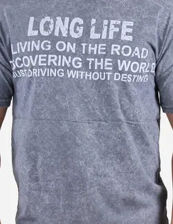 تيشرت مردانه سنگ شور يقه کش long life طوسی تیره