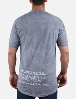 تيشرت مردانه سنگ شور يقه کش long life طوسی تیره