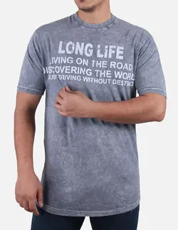 تيشرت مردانه سنگ شور يقه کش long life طوسی تیره