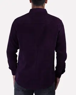 پیراهن مخمل کبریتی ساده بادمجانی