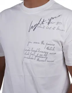 تیشرت طرح گلدوزی انگلیسی سفید