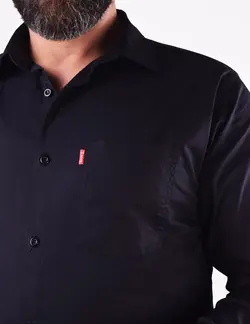 پيراهن کتان آستين بلند قواره دار مشکي