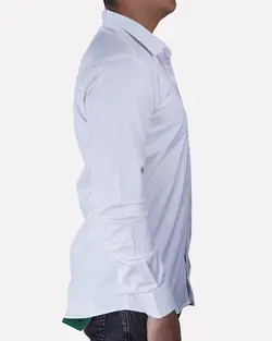 پیراهن پامبوک ساده دکمه مخفی سفید