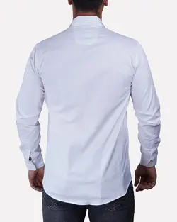 پیراهن پامبوک ساده دکمه مخفی سفید