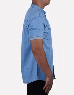 پیراهن جین آستین کوتاه دم آستین کش آبی