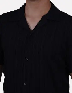 پیراهن کراش آستین کوتاه یقه انگلیسی مشکی