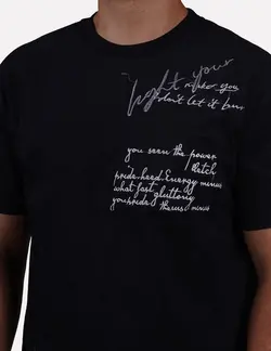 تیشرت طرح گلدوزی انگلیسی مشکی