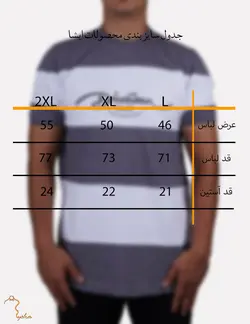 تیشرت یقه گرد رینگی سفید طوسی