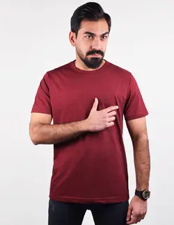 تيشرت مردانه برفکي ساده زرشکی