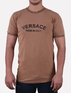 تيشرت مردانه سنگ شور يقه کش ورساچه قهوه ای