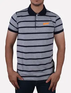 پولو شرت مردانه راه راه طوسی