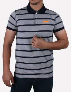 پولو شرت مردانه راه راه طوسی