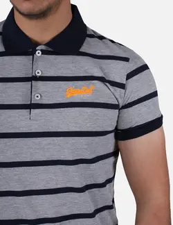 پولو شرت مردانه راه راه طوسی