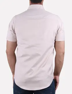 پیراهن مردانه آستین کوتاه ساده کرم