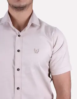 پیراهن مردانه آستین کوتاه ساده کرم