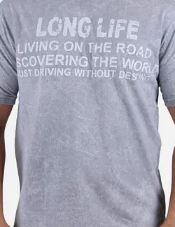 تيشرت مردانه سنگ شور يقه کش long life طوسی روشن