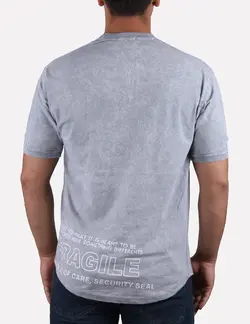 تيشرت مردانه سنگ شور يقه کش long life طوسی روشن