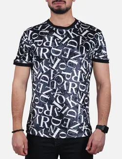 تيشرت مردانه مخمل طرح انگليسي سرمه اي سفيد