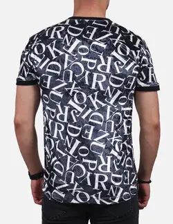 تيشرت مردانه مخمل طرح انگليسي سرمه اي سفيد