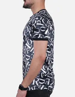 تيشرت مردانه مخمل طرح انگليسي سرمه اي سفيد