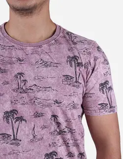 تیشرت مردانه طرح نخل صورتی
