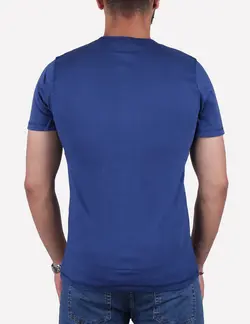 تیشرت مردانه یقه گرد دکمه دار آبی