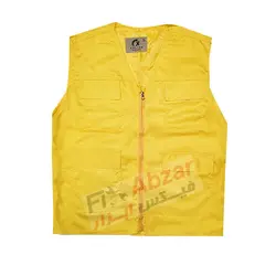 جلیقه تبلیغاتی زرد چهار جیب سالیان با پارچه کجراه