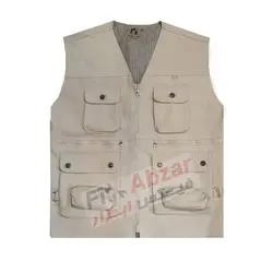 جلیقه خبرنگاری کتان کرم هشت جیب سالیان