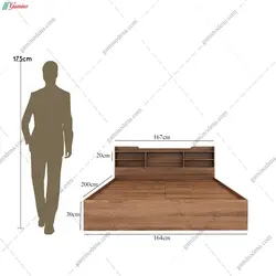 تخت خواب گندم + باکس و شلف