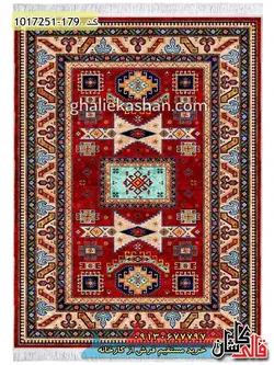 فرش 700 شانه طرح حوض گبه زمینه لاکی کاشان