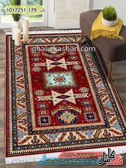 فرش 700 شانه طرح حوض گبه زمینه لاکی کاشان
