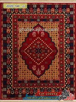 گلیم فرش قشقایی طرح قاب گل زمینه لاکی کاشان - 30
