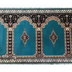فرش سجاده ای 700 شانه زمینه آبی جهان نما کاشان - کد ۱۰۳
