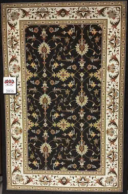 گلیم جاجیم زمینه سرمه ای بزرگمهر کاشان - کد 2036