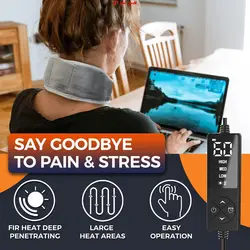پد گرم کننده گردن چسبناک - روکش گرم شده گردن برای درد گردن، سفتی گردن، تسکین تنش درد گردن - 3 گرما و 5 تنظیم زمان - فروشگاه اینترنتی قاسمی شاپ