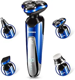 ریش تراش برقی مارسکی ریش تراش برقی چرخشی مردانه، 4 در 1 قابل شارژ، 100% ضد آب IPX6، برس پاک کننده صورت (آبی) - فروشگاه اینترنتی قاسمی شاپ