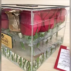 باکس شیشه ای با ۲۵ شاخه رز هلندی