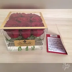 باکس شیشه ای با 9 شاخه رز هلندی
