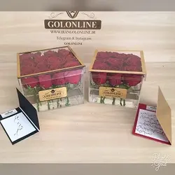 باکس شیشه ای با 9 شاخه رز هلندی