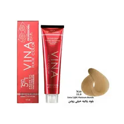رنگ مو وینا بلوند پلاتینه خیلی روشن شماره N10 (11.0) حجم ۱۲۵ میلی لیتر - گل انار