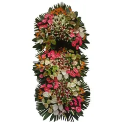 تاج گل سه طبقه فانتزی رنگی