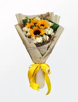 دسته گل آفتابگردان و رز