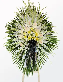 تاج گل ترحیم یک طبقه آنتوریوم و لیلیوم