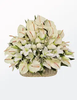 سبد گل ترحیم لاکچری سفید