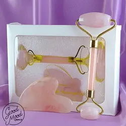 پک غلتک ماساژور صورت رز کوارتز و سنگ گواشا